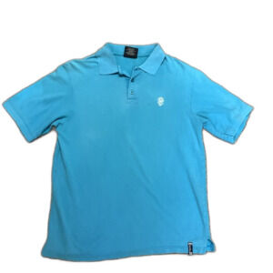 Southpole Y2K Men's Turquoise Blue Cotton Mesh Short Sleeve Polo Shirt Sz L